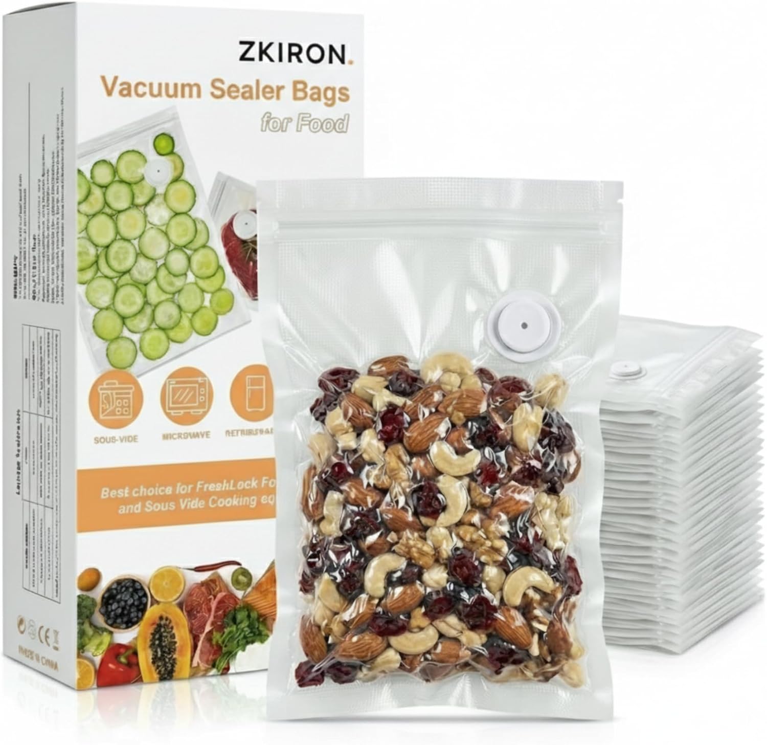 Food Storage Reusable Bags - Reusable Vacuum Sealer Bags, 20 Pack