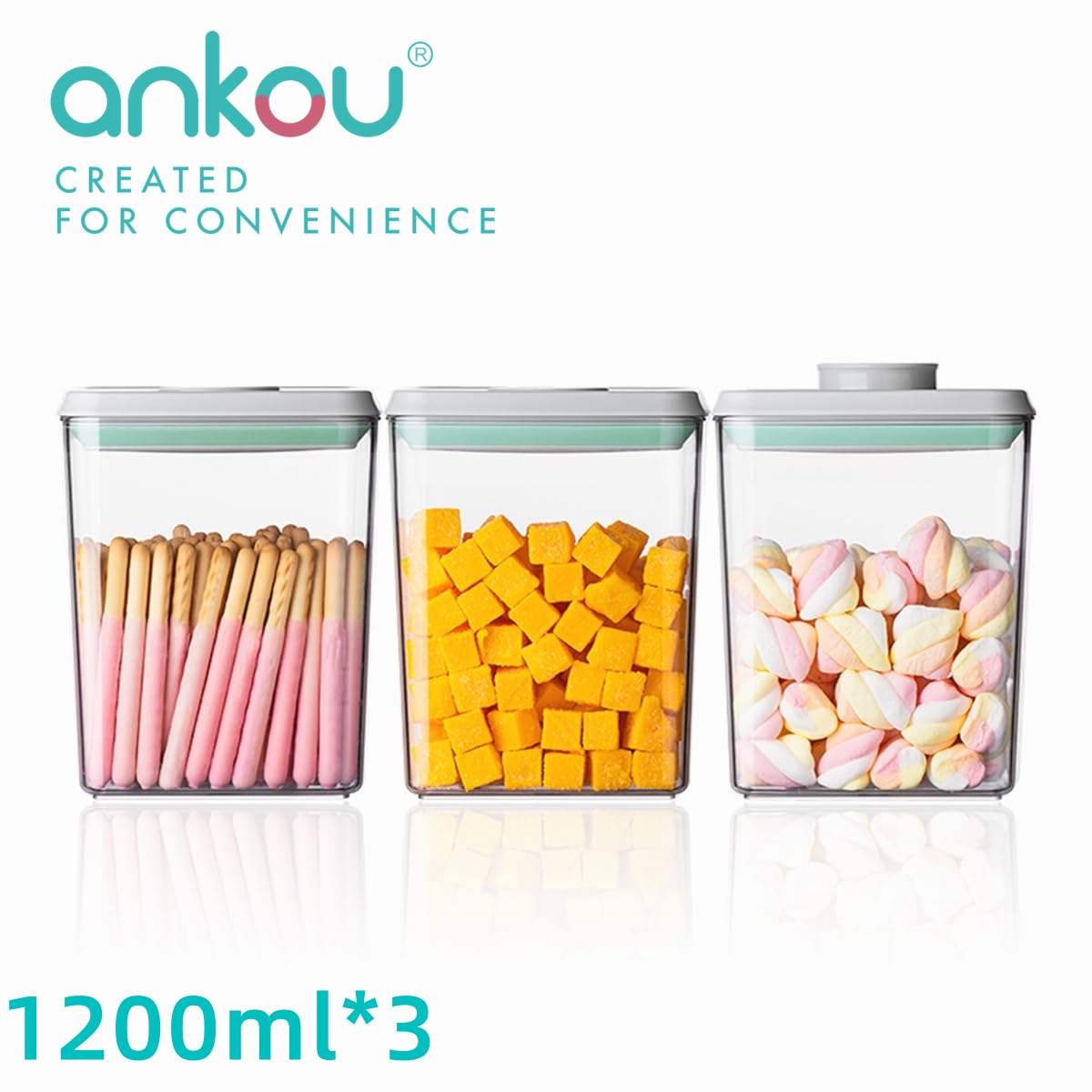 Food Storage For Pantry - Ankou 3Pcs 1.2L Pop Airtight Food