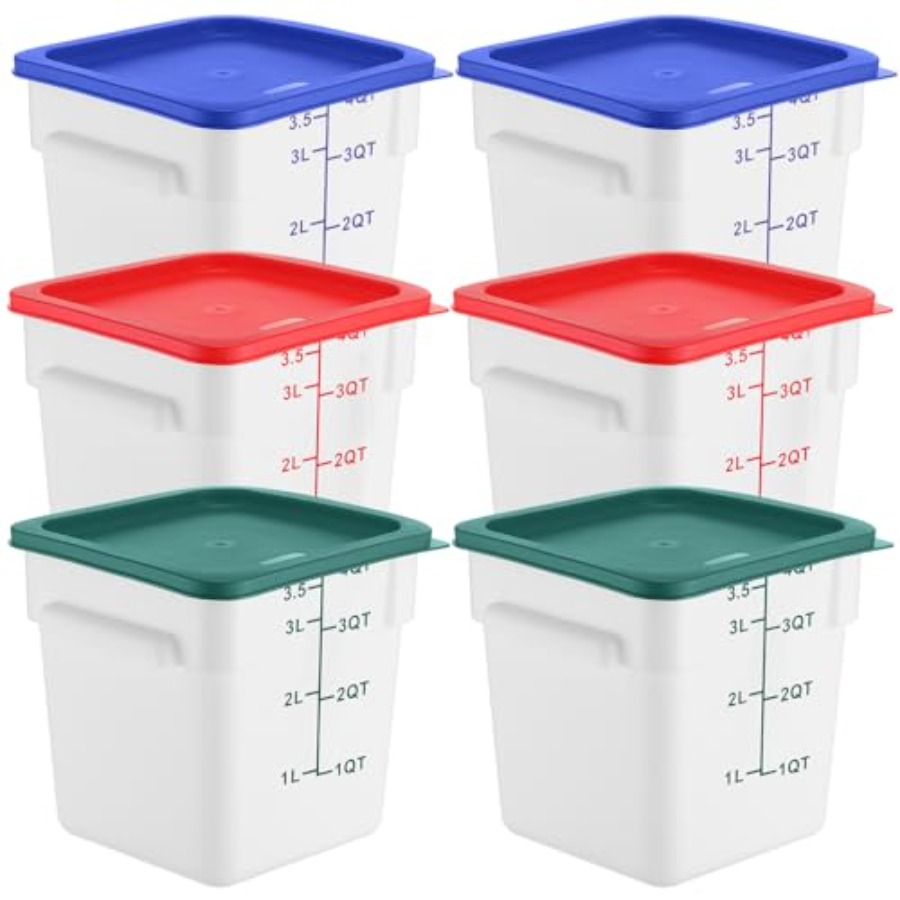 Food Storage 4 Quart - 6 Pieces 4 Quart Commercial Food