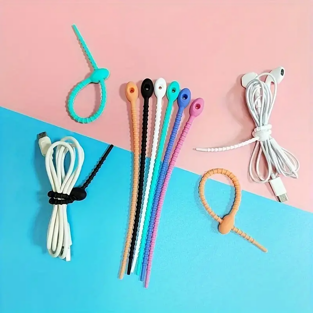 Food Storage Reusable Bags - Silicone Reusable Cable Wire Organizer, Storage