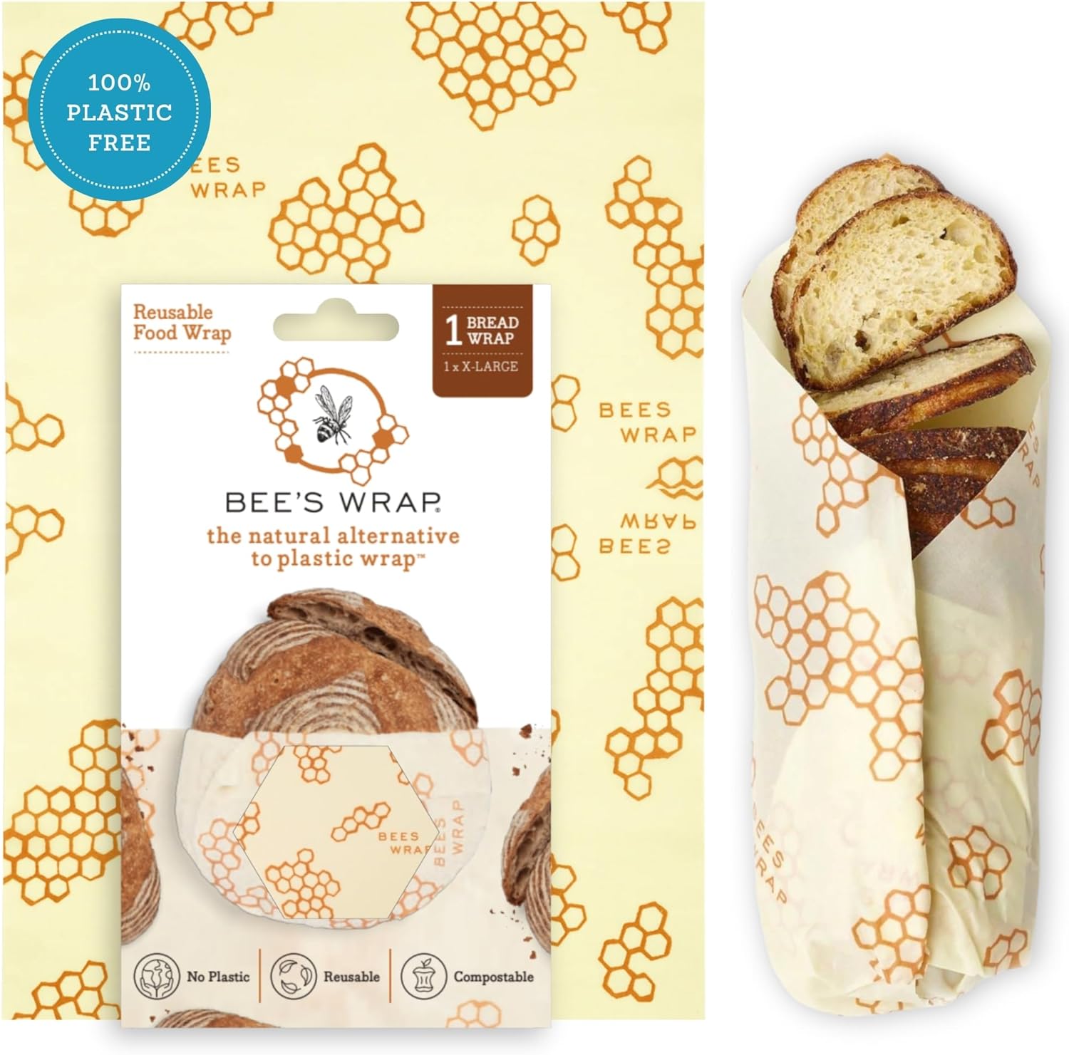 Beeswax Food Wrap - Reusable Beeswax Bread Wrap - Plastic