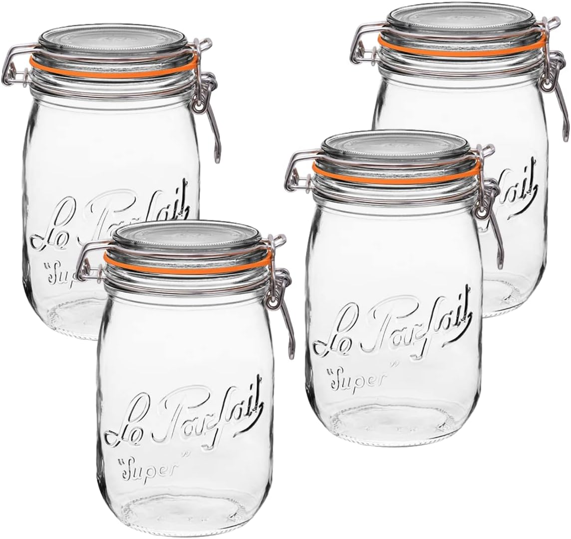 Food Storage 4 Quart - 1L Wide Mouth Glass Canning Jars