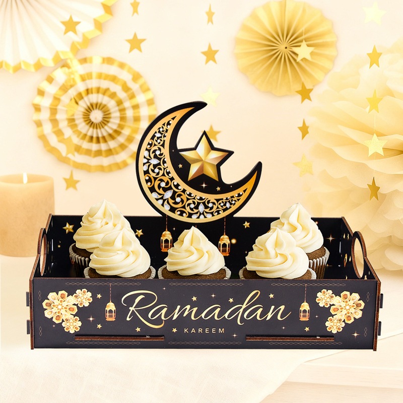 Food Storage Home - 1pcs Star Moon Wooden Tray Ramadan