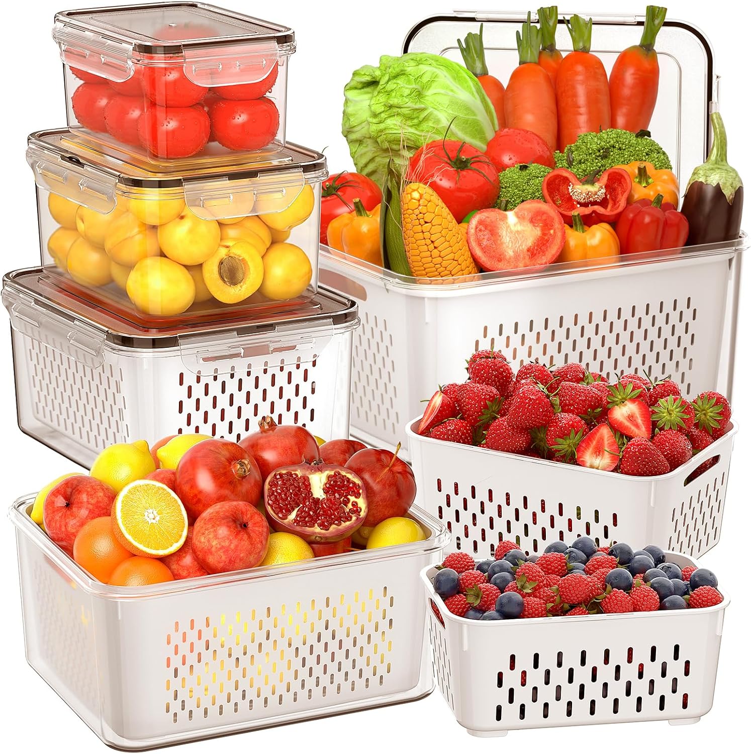 Food Storage With Lids - 5 PCS Large Fruit Storage Containers