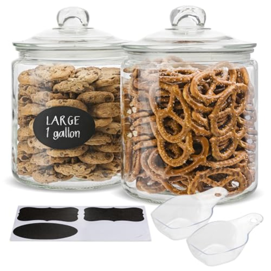Food Storage For Pantry - Glass Kitchen Jars Food and Cookie