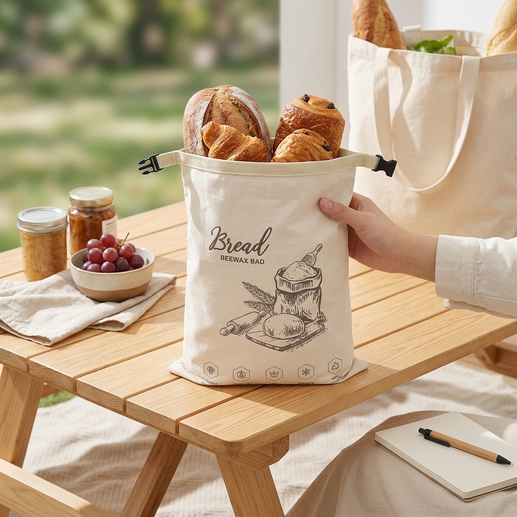 Food Storage Reusable Bags - Reusable Beeswax Bread Bag with Zipper