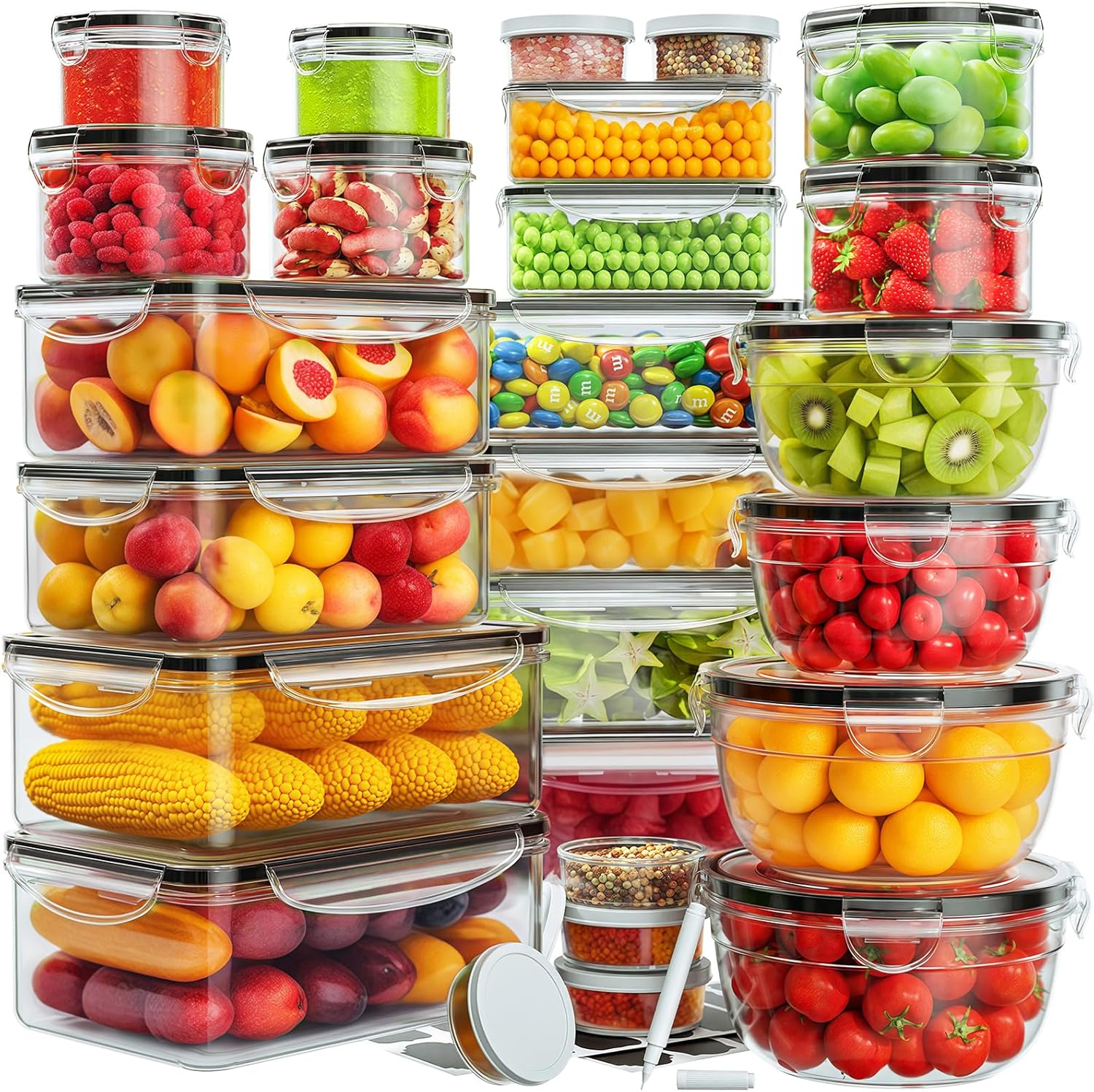 Food Storage With Lids - 52 PCS Food Storage Containers with