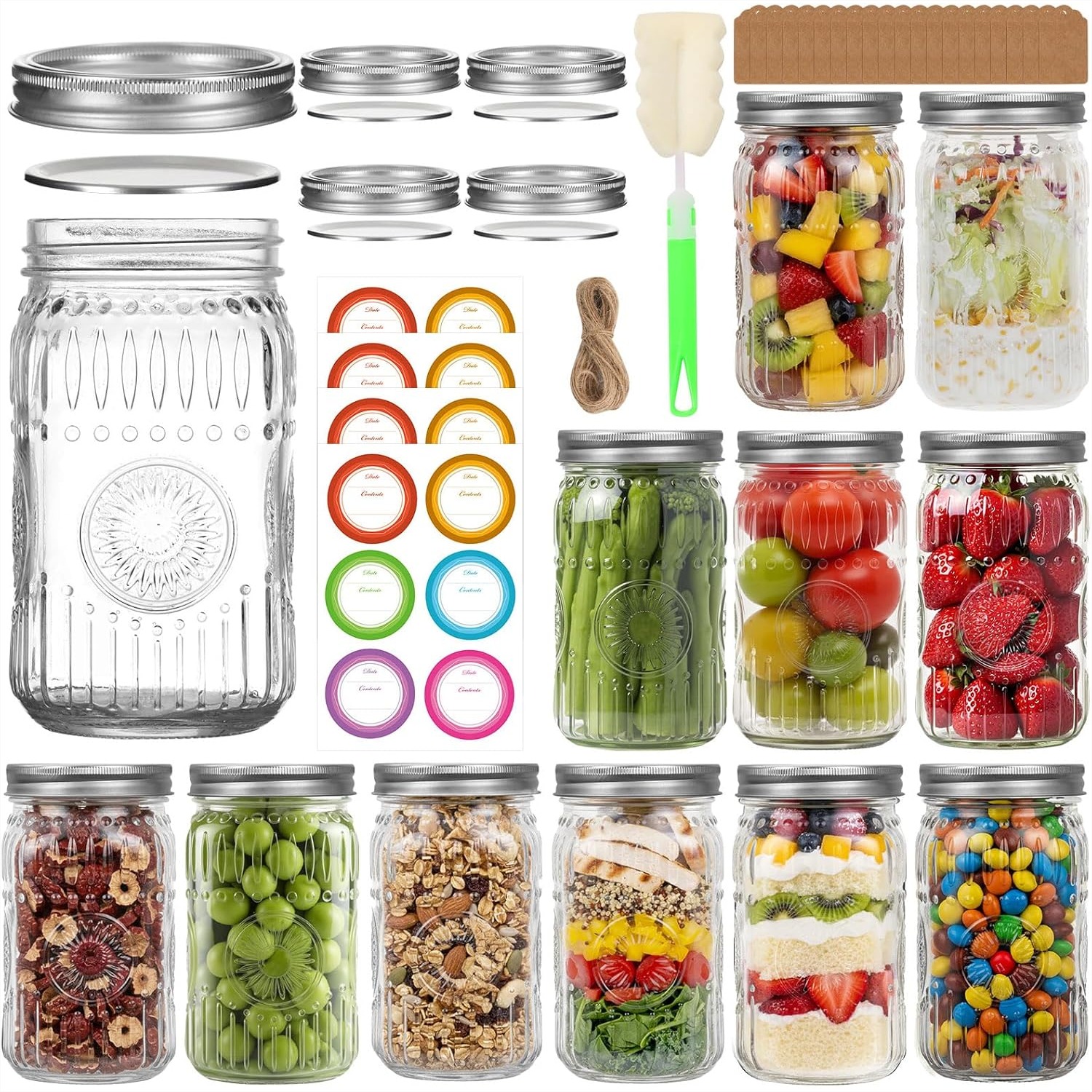 32 oz Wide Mouth Mason Jars wi - Food Storage 4 Quart のレビューと価格