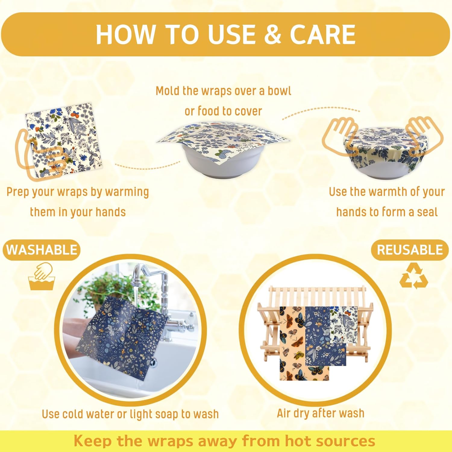 Reusable Beeswax Food Wraps 9  - Beeswax Food Wrap のレビューと価格