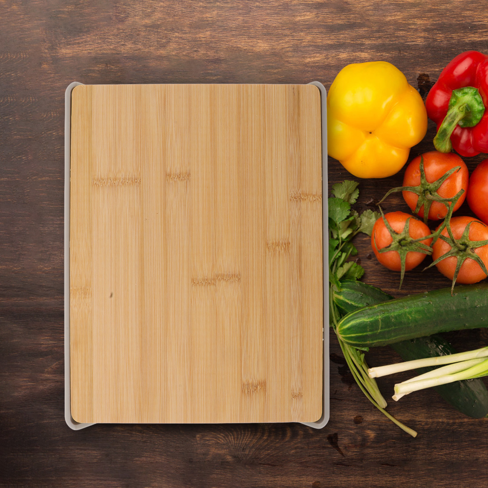 Bamboo Cutting Board with Pull - Storage Food Prep のレビューと価格
