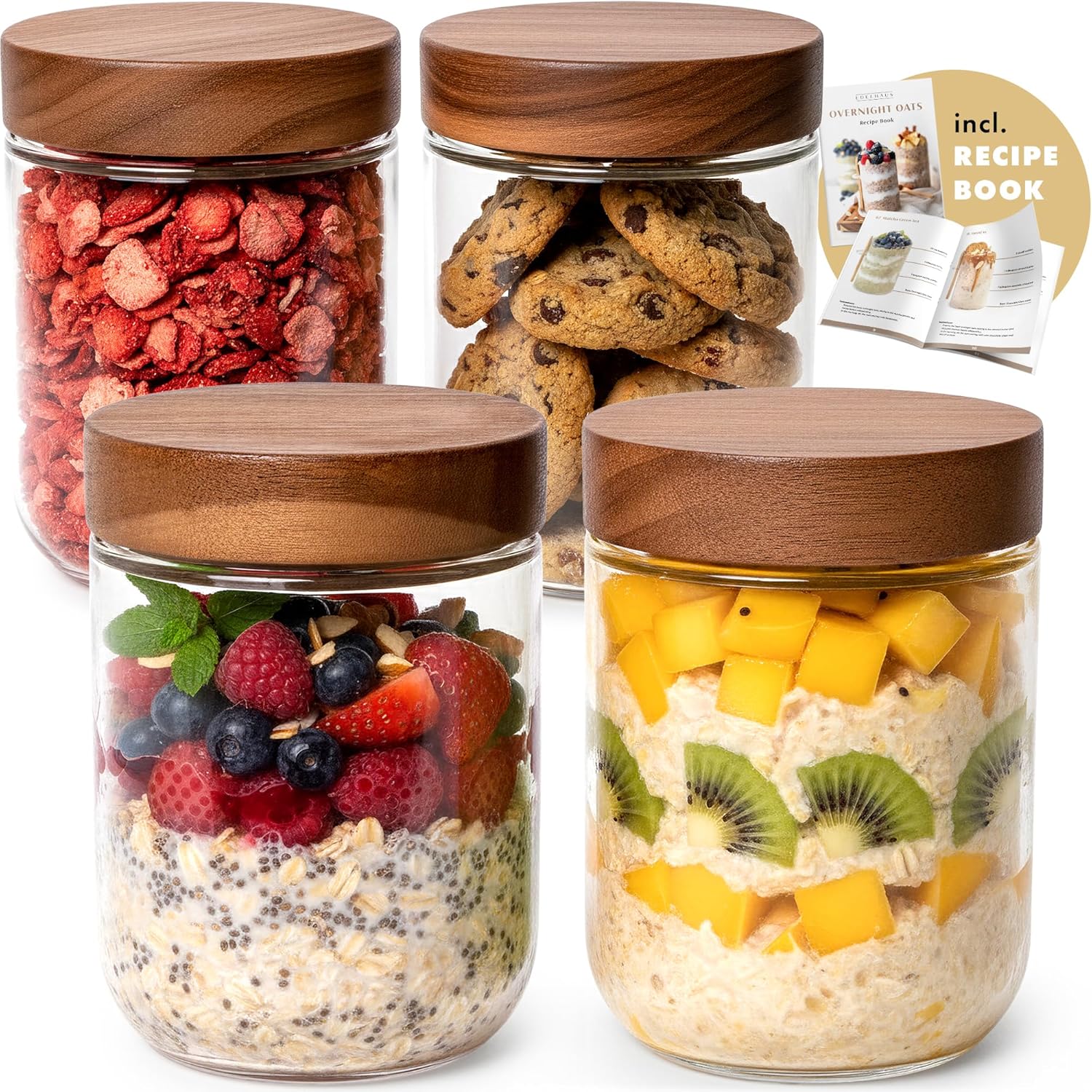 Overnight Oats Containers with - Storage Food Prep のレビューと価格