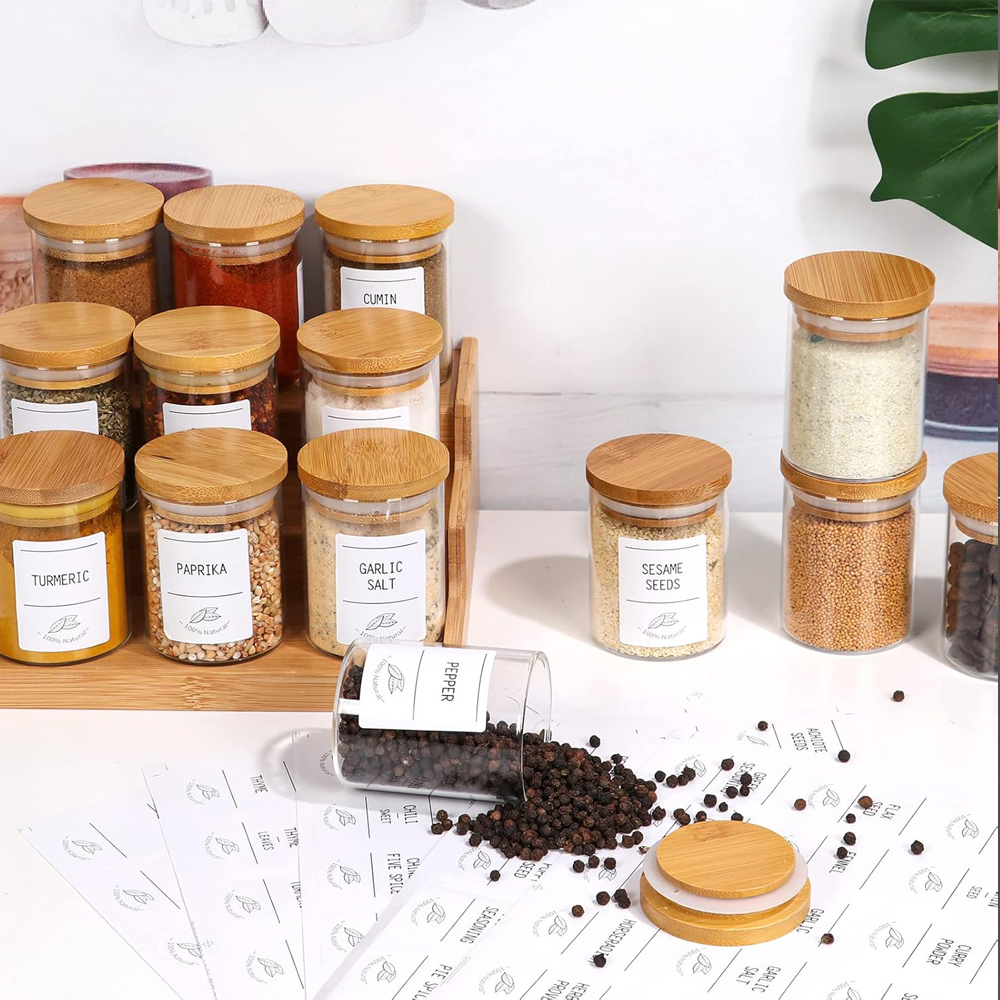 4oz Glass Spice Jars with Bamb - Food Storage Drums のレビューと価格
