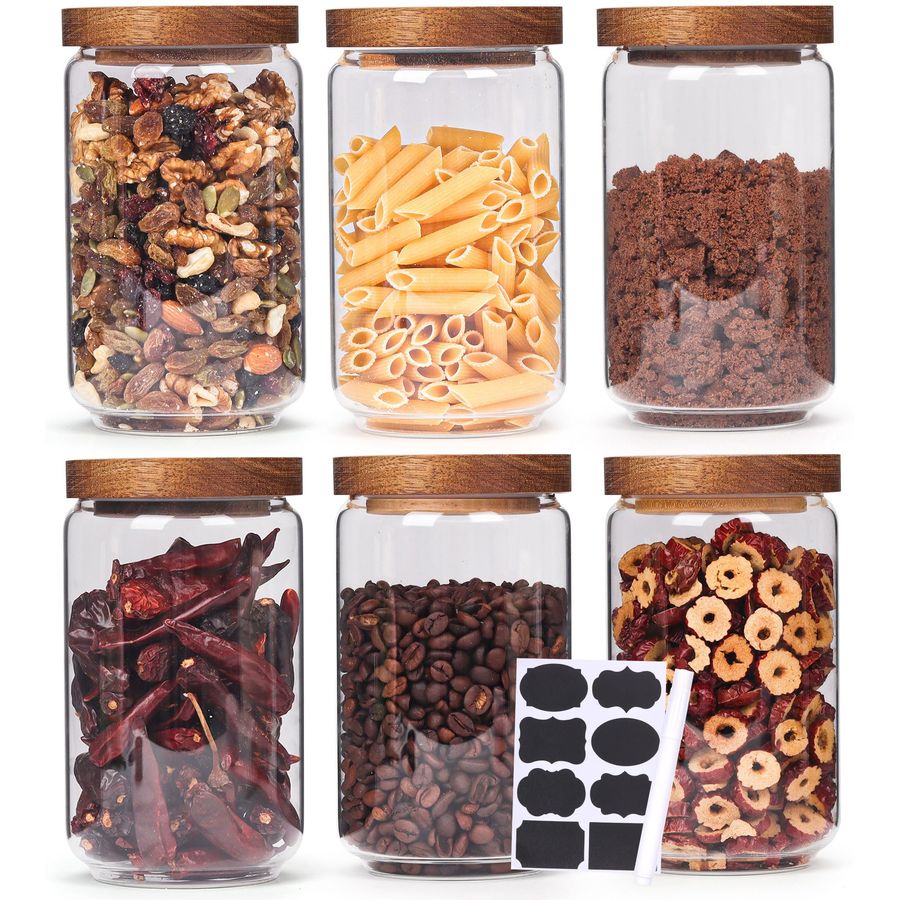 of 6 Glass Pantry Storage Jars - Food Storage For Pantry のレビューと価格