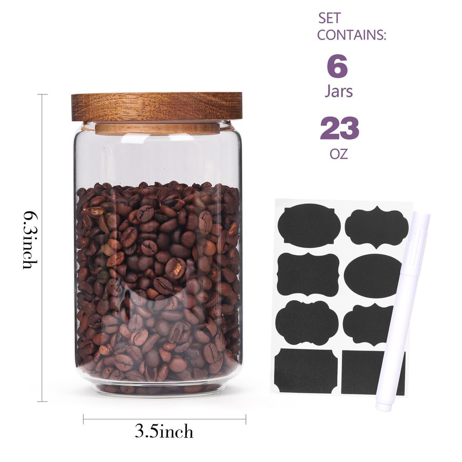 of 6 Glass Pantry Storage Jars - Food Storage For Pantry のレビューと価格