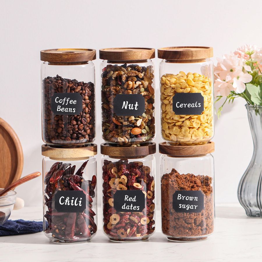 of 6 Glass Pantry Storage Jars - Food Storage For Pantry のレビューと価格