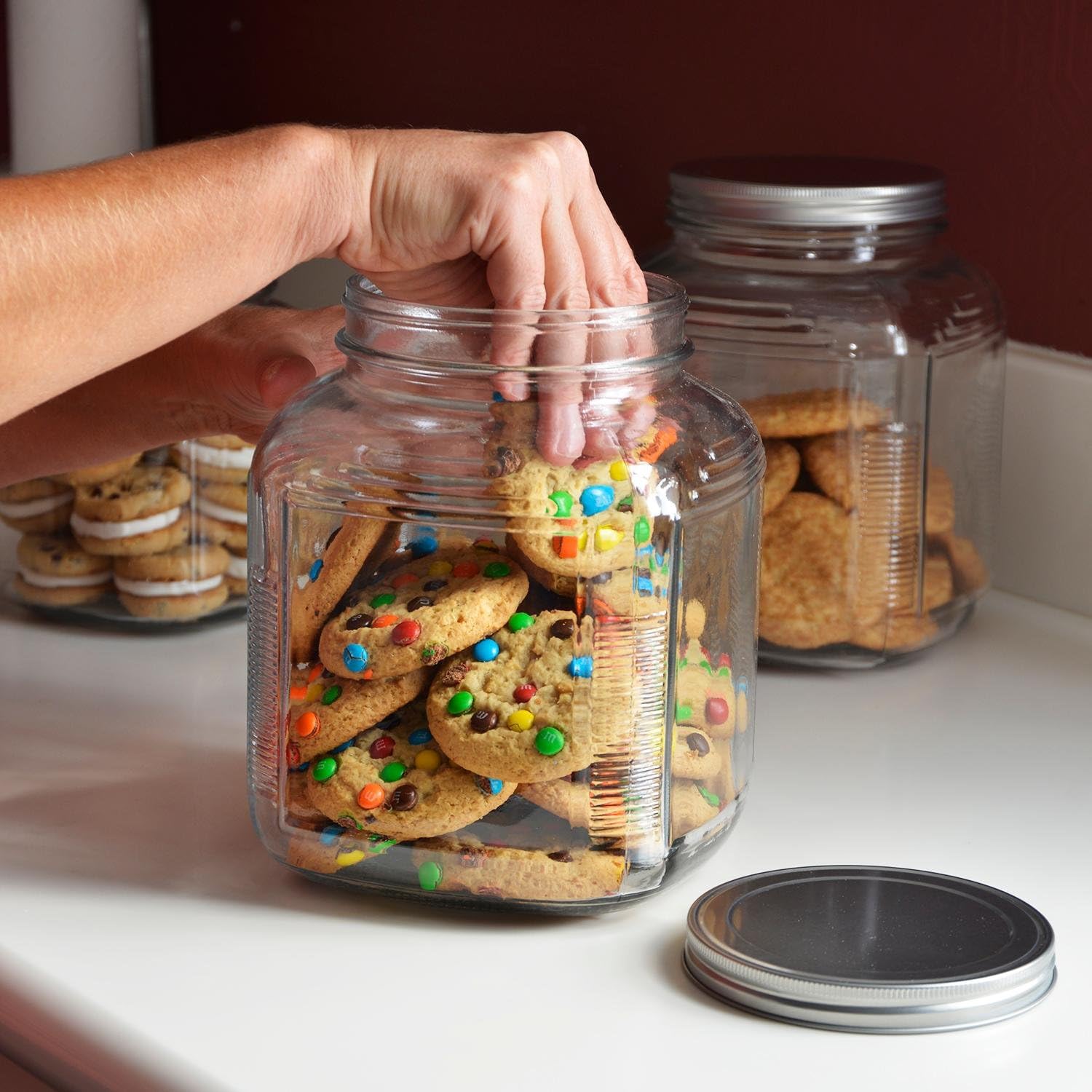 4-Pack Glass Cracker Jars with - Food Storage 4 Quart のレビューと価格