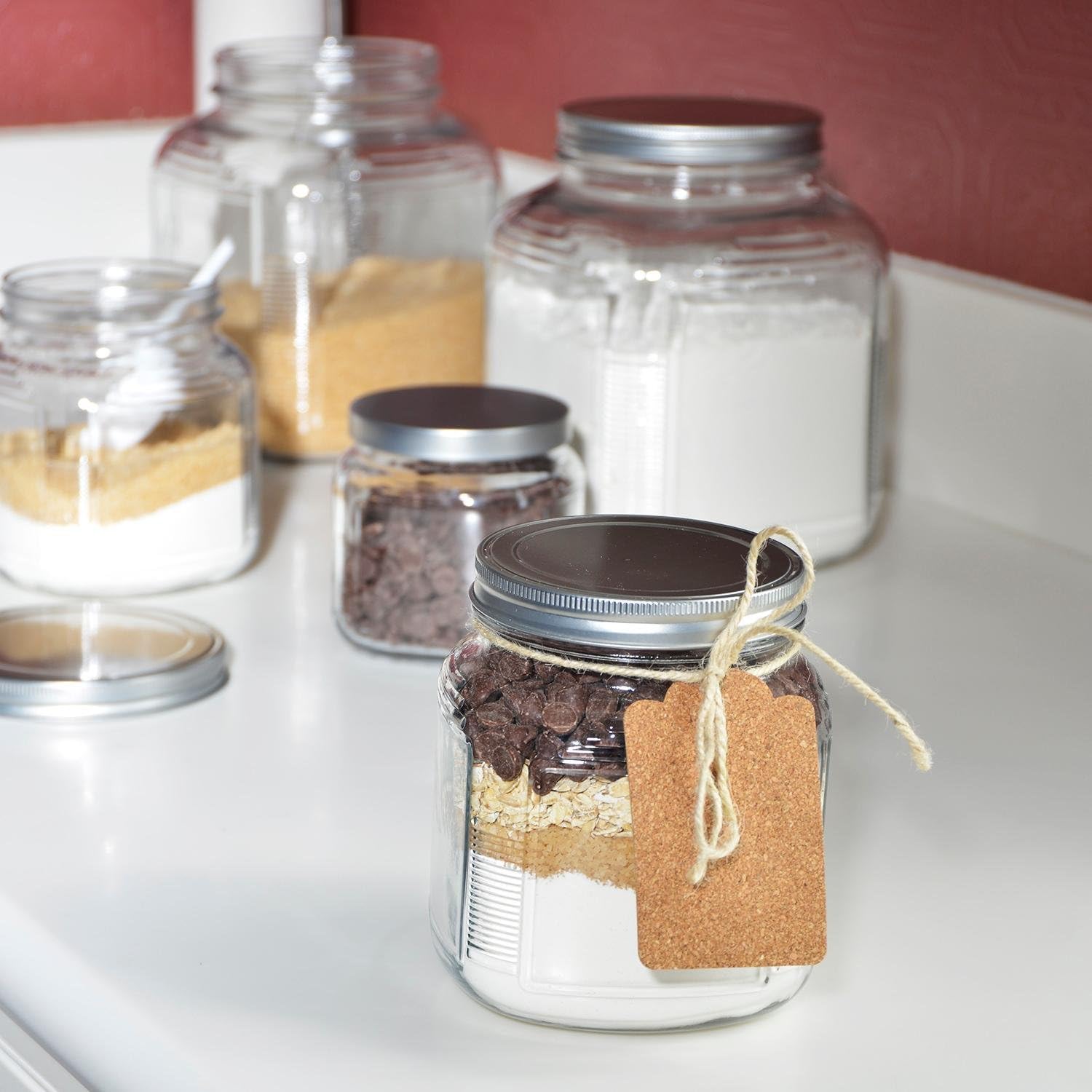 4-Pack Glass Cracker Jars with - Food Storage 4 Quart のレビューと価格