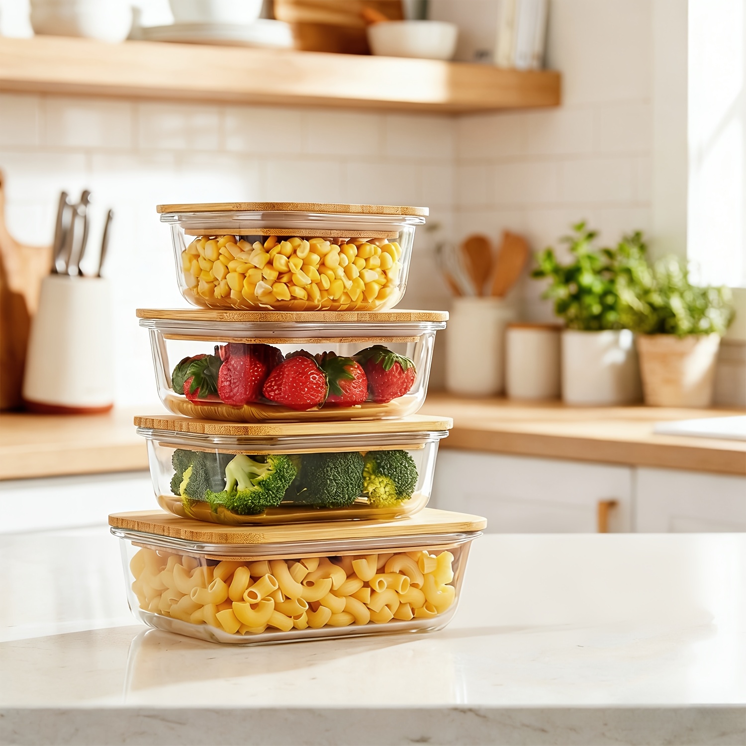 8pcs(4pcs Containers And 4pcs  - Storage Food Prep のレビューと価格