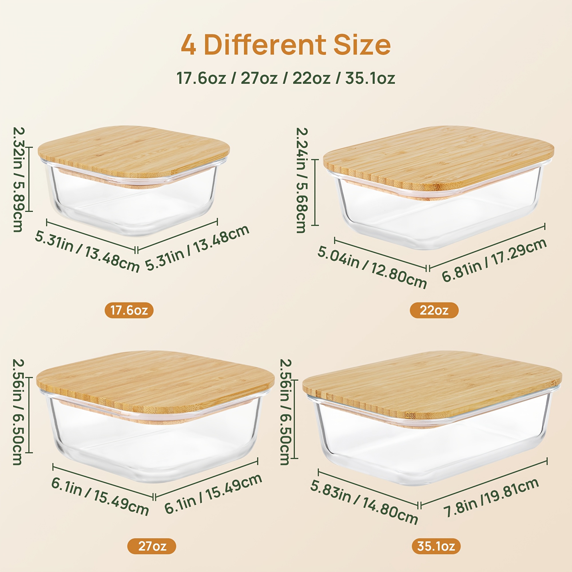 8pcs(4pcs Containers And 4pcs  - Storage Food Prep のレビューと価格