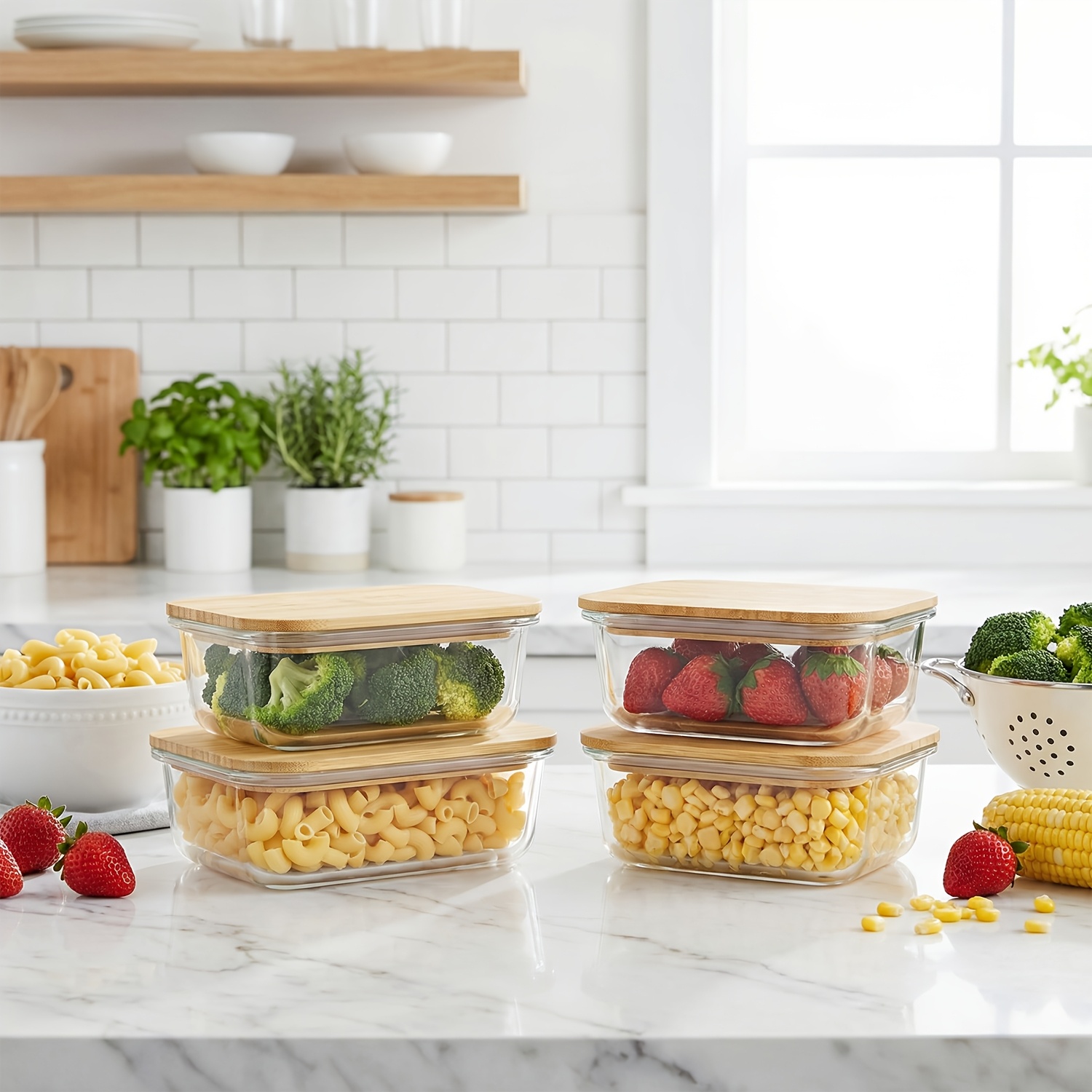 8pcs(4pcs Containers And 4pcs  - Storage Food Prep のレビューと価格