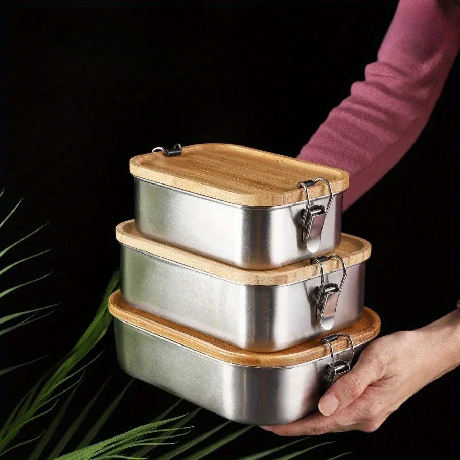 New 304 stainless steel bamboo - Food Storage Lunch Box のレビューと価格
