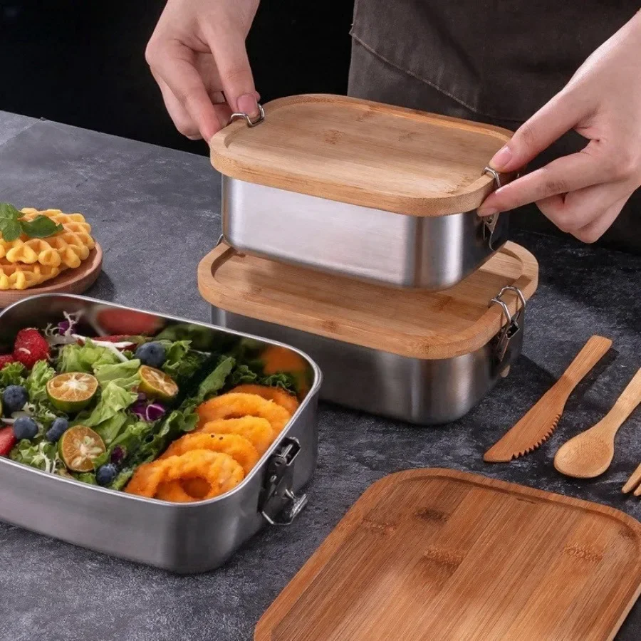 New 304 stainless steel bamboo - Food Storage Lunch Box のレビューと価格