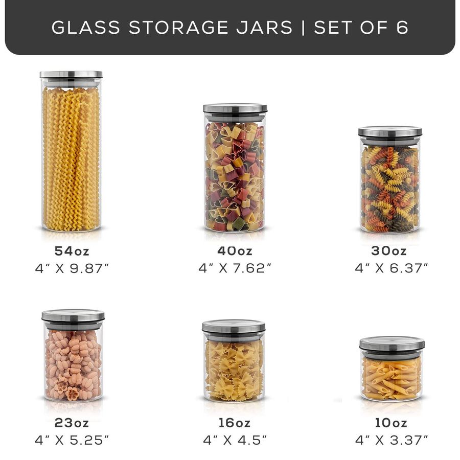 Kitchen Canister Set. 6 Glass  - Food Storage For Pantry のレビューと価格