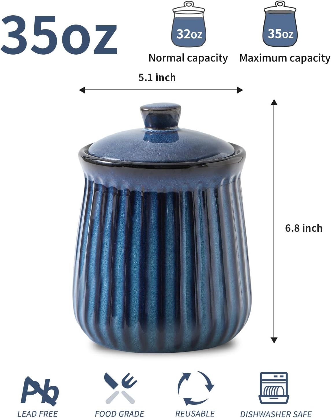 Ceramic Storage Containers, 35 - Food Storage With Lids のレビューと価格