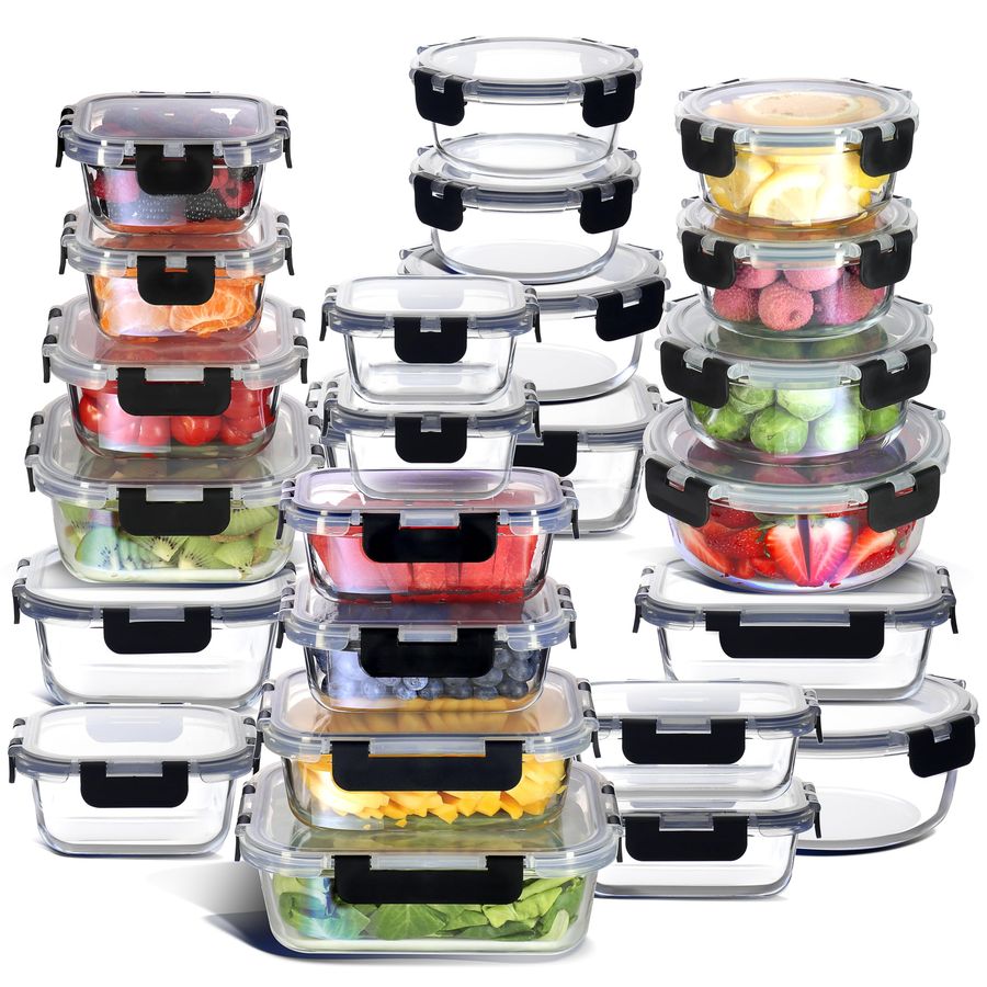 48pc Glass Storage Containers  - Food Storage For Pantry のレビューと価格