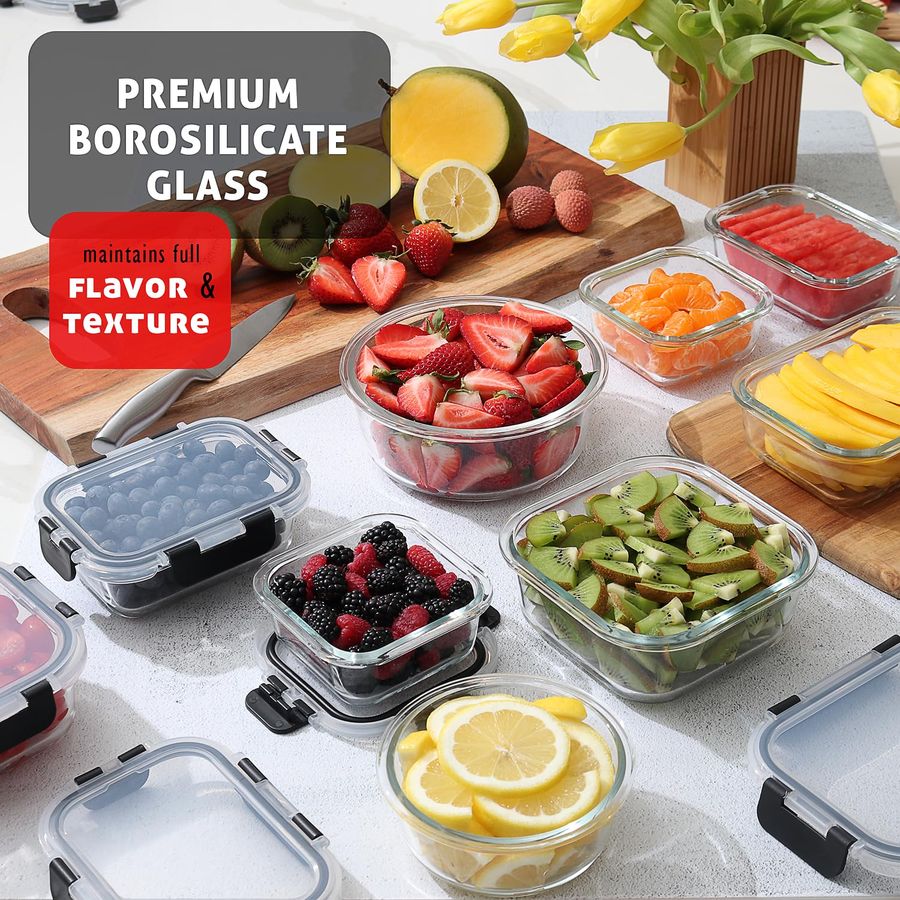 48pc Glass Storage Containers  - Food Storage For Pantry のレビューと価格