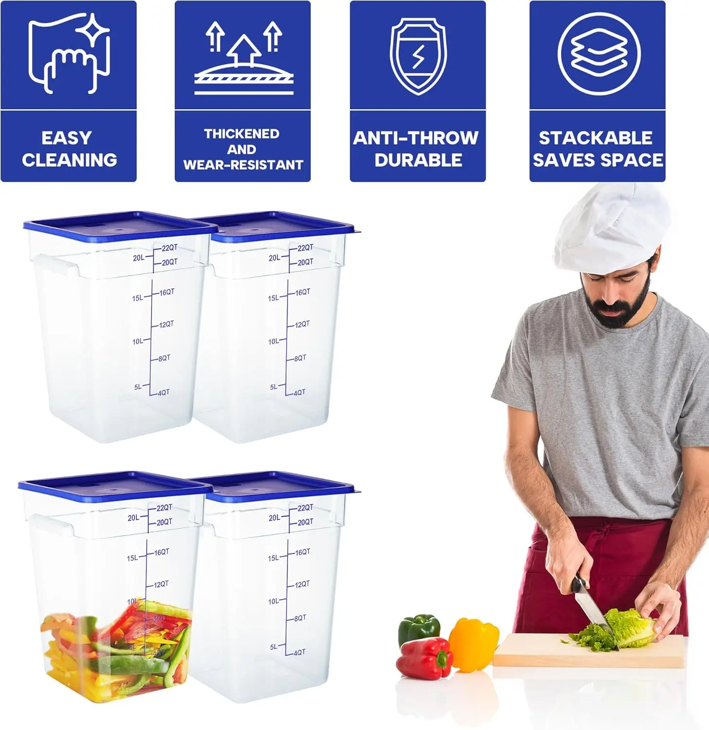 4 Pack Food Storage Containers - Food Storage 4 Quart のレビューと価格
