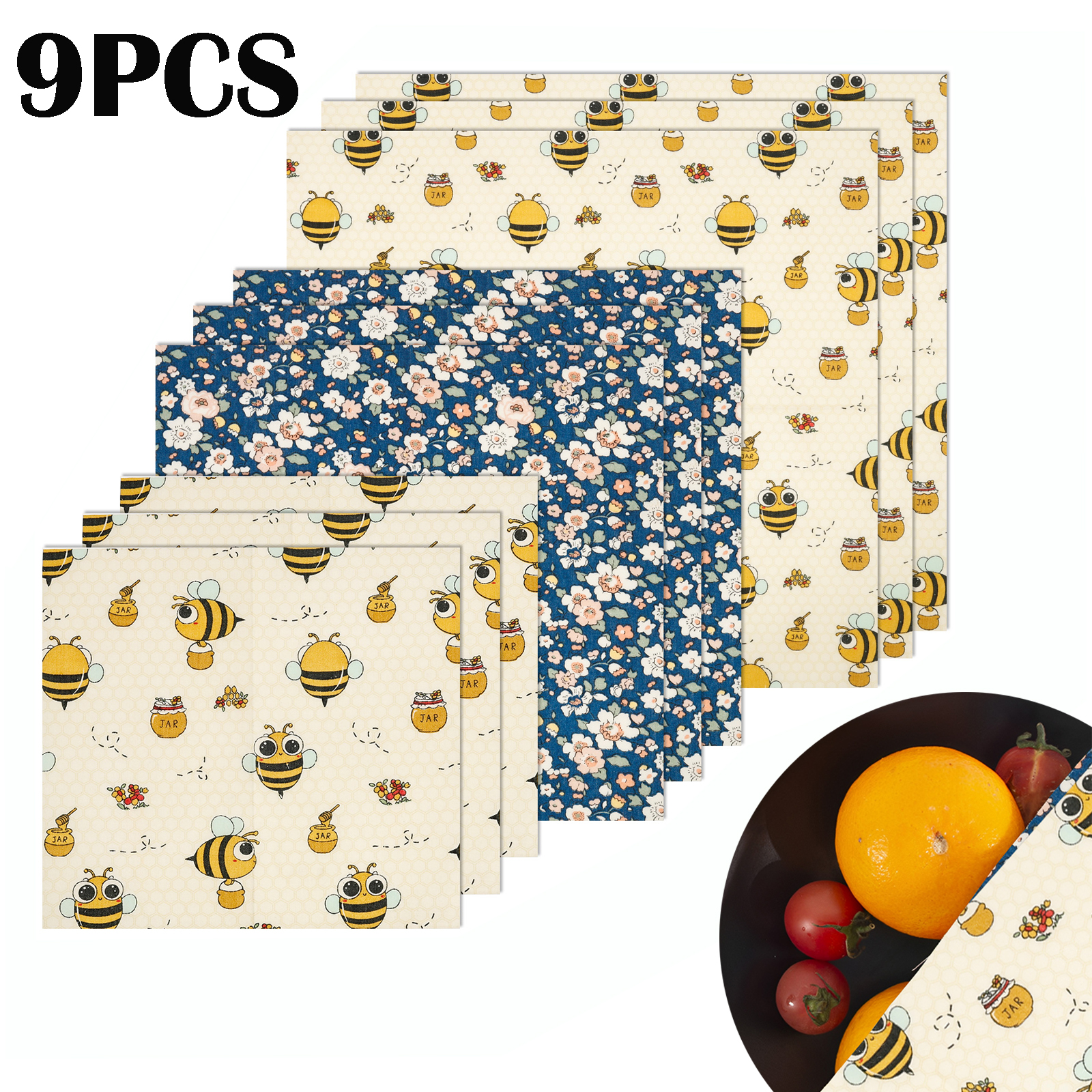 9Pcs Beeswax Food Wraps 3 Size - Beeswax Food Wrap のレビューと価格