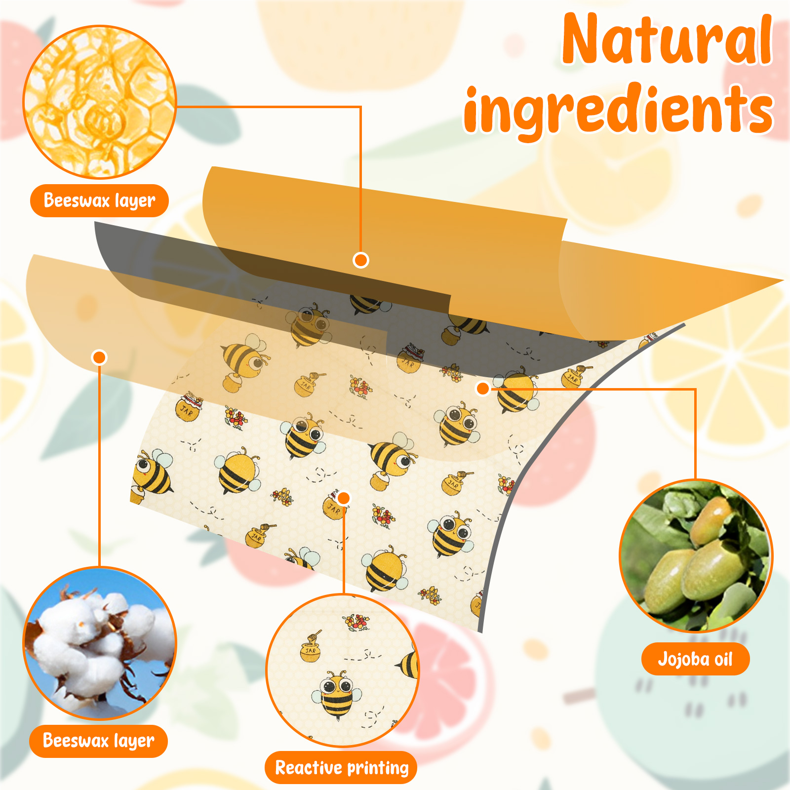 9Pcs Beeswax Food Wraps 3 Size - Beeswax Food Wrap のレビューと価格