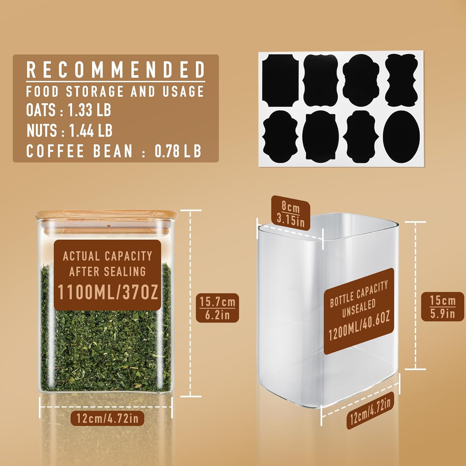 37oz Rectangle Airtight Glass  - Food Storage For Pantry のレビューと価格