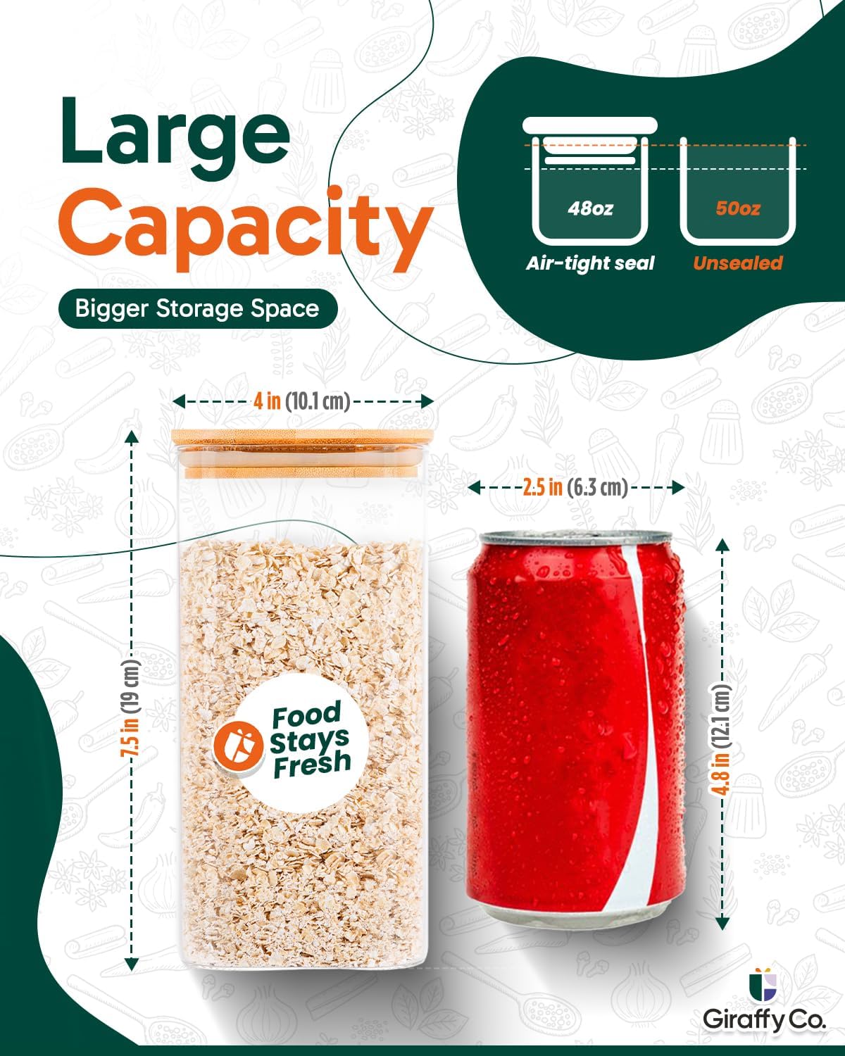 Glass Food Storage Jars with A - Food Storage For Pantry のレビューと価格