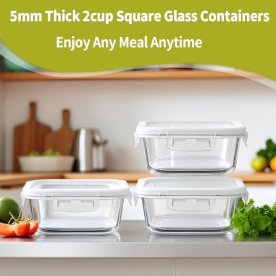 16oz Square Glass Food Storage - Food Storage With Lids のレビューと価格