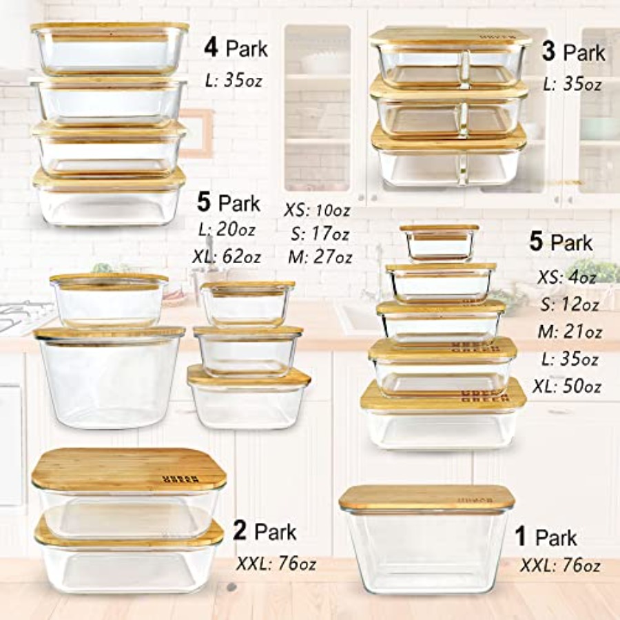 Glass Containers with Bamboo L - Food Storage For Pantry のレビューと価格