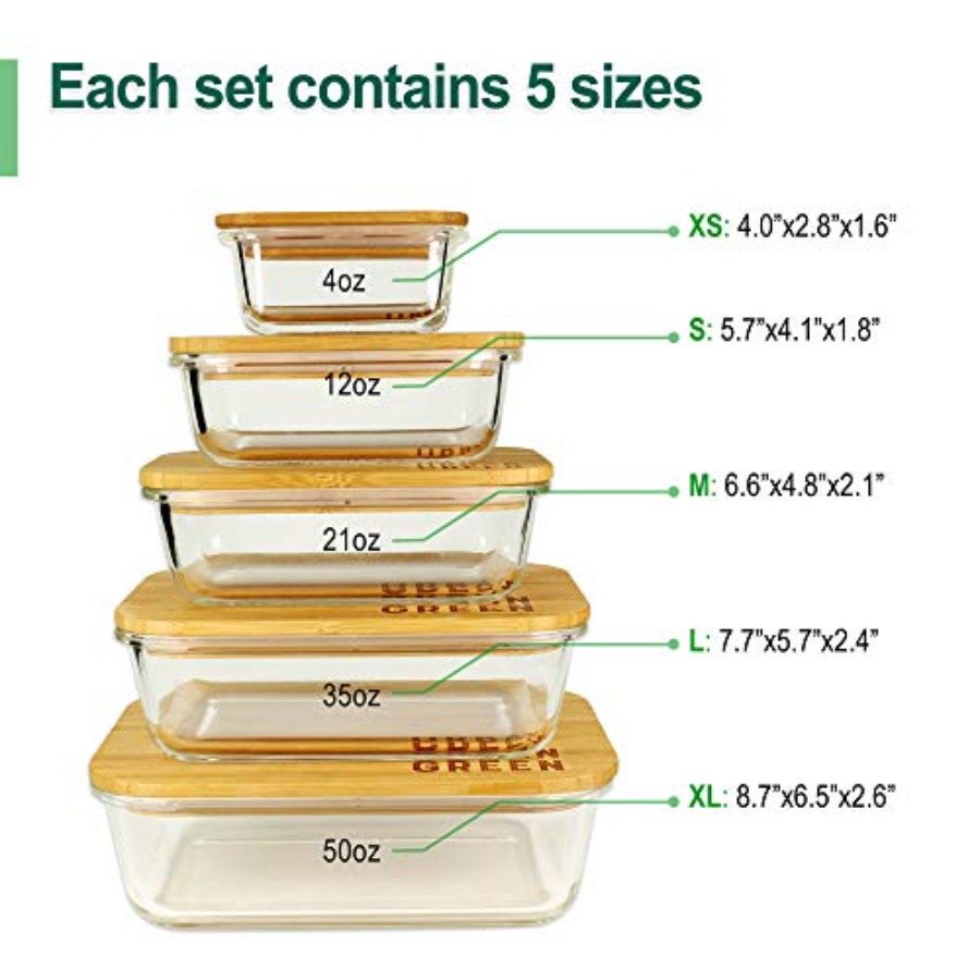 Glass Containers with Bamboo L - Food Storage For Pantry のレビューと価格