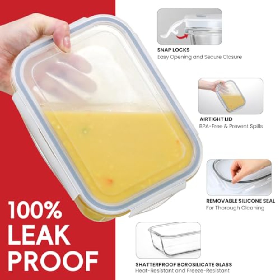 4 Pack 8 Cups/ 63oz Large Glas - Food Storage With Lids のレビューと価格