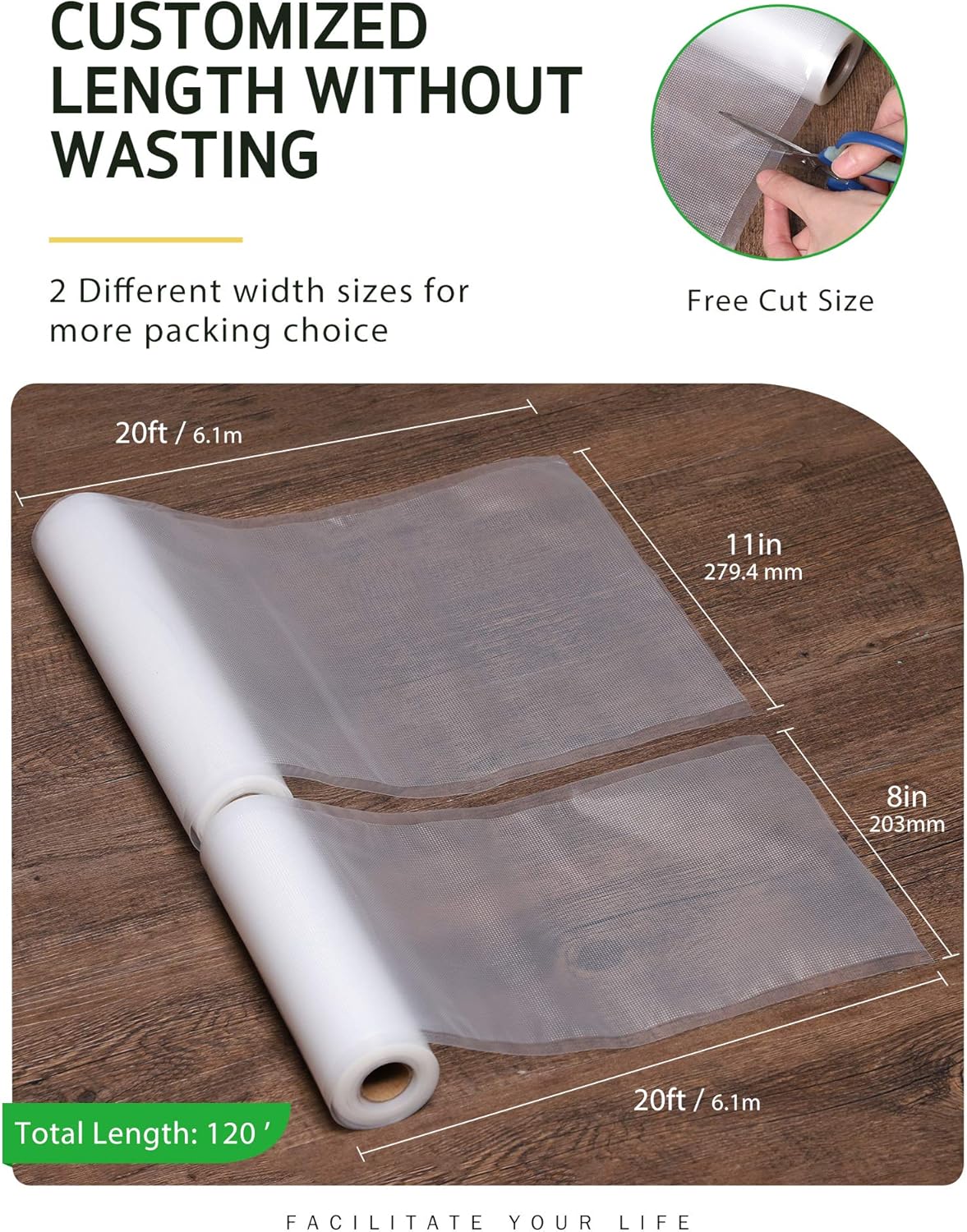 Vacuum Sealer Bags, 6 Pack Rol - Storage Food Prep のレビューと価格