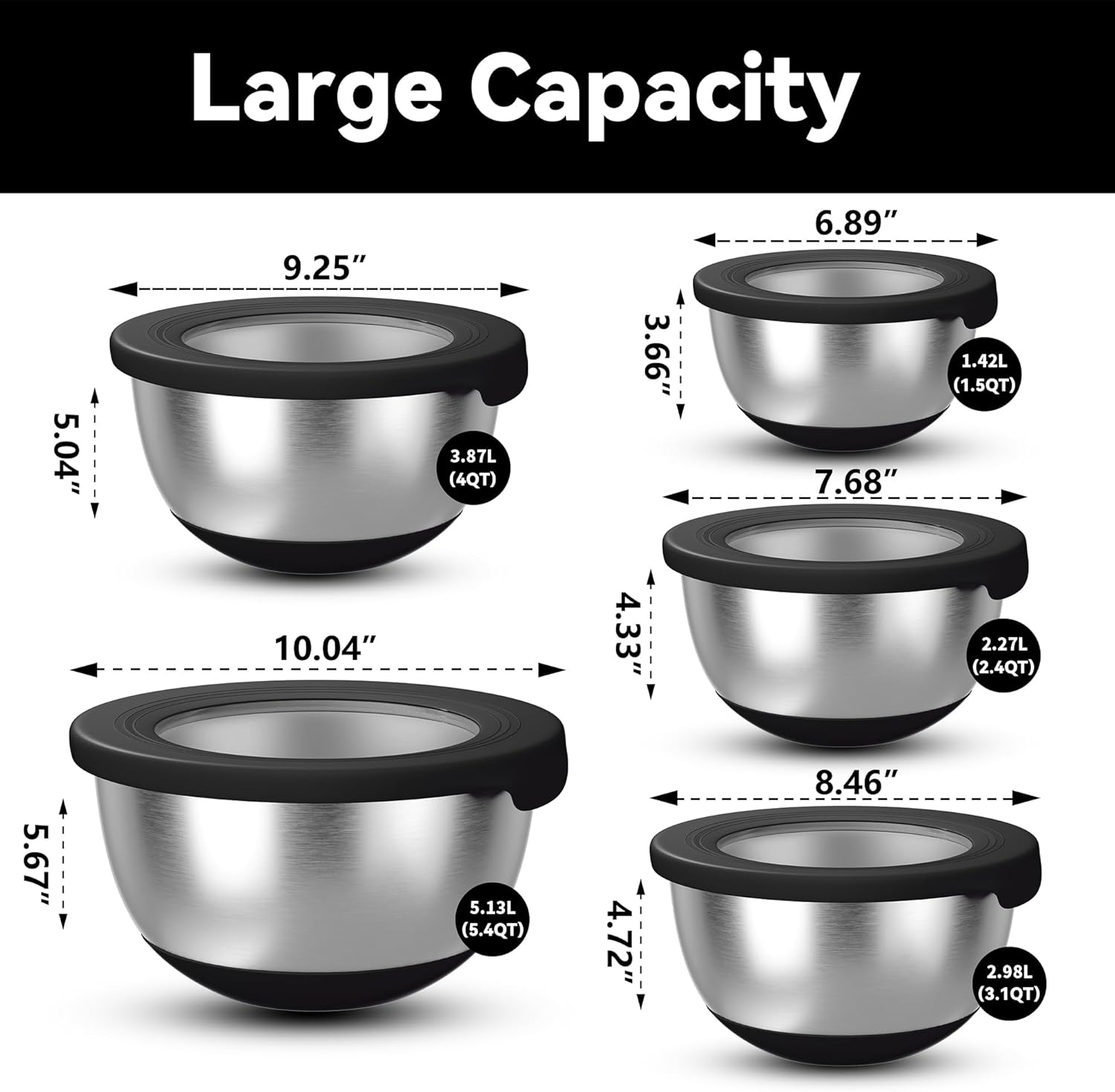 Stainless Steel Mixing Bowls w - Storage Food Prep のレビューと価格