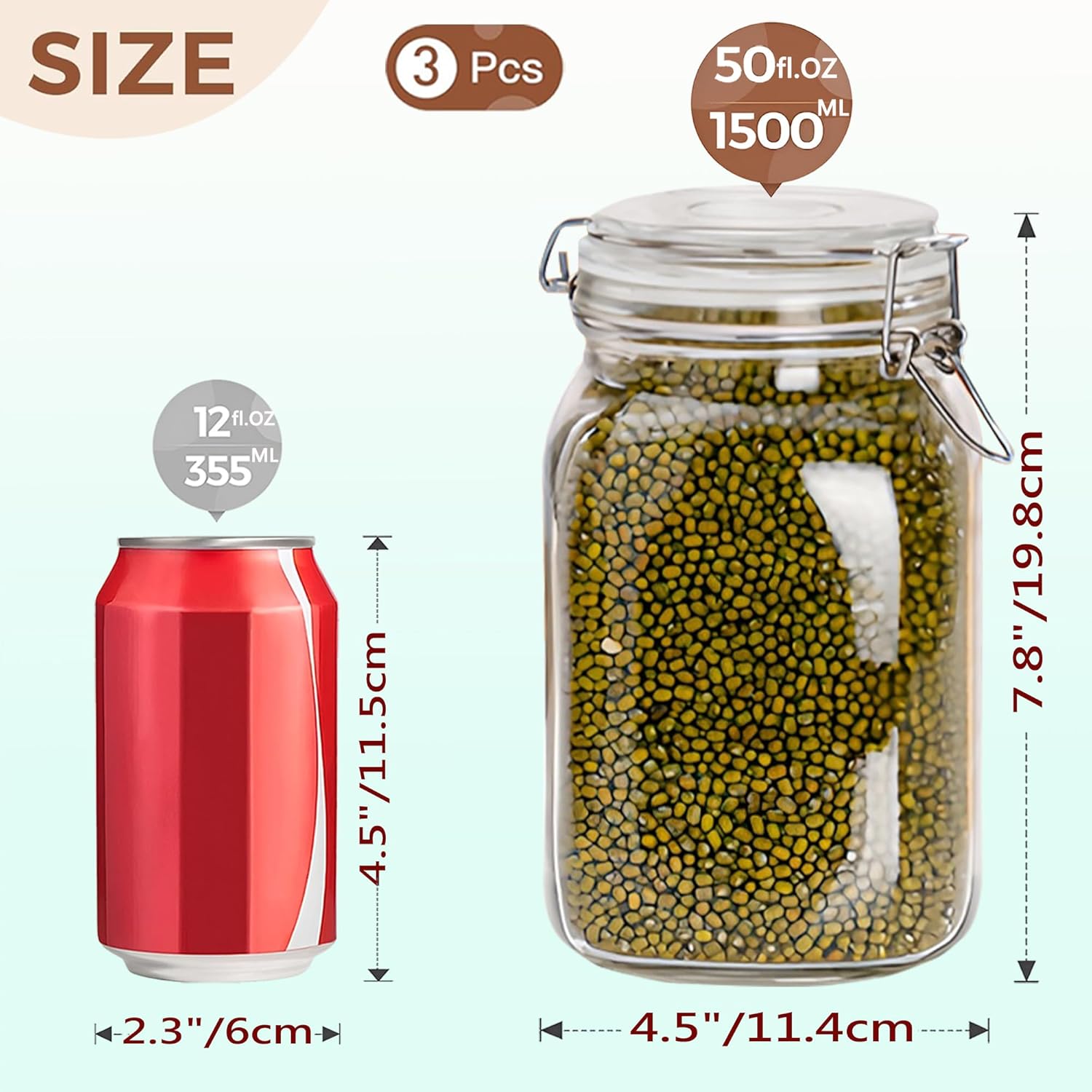 Clear Food Storage Jars 50oz S - Food Storage For Pantry のレビューと価格