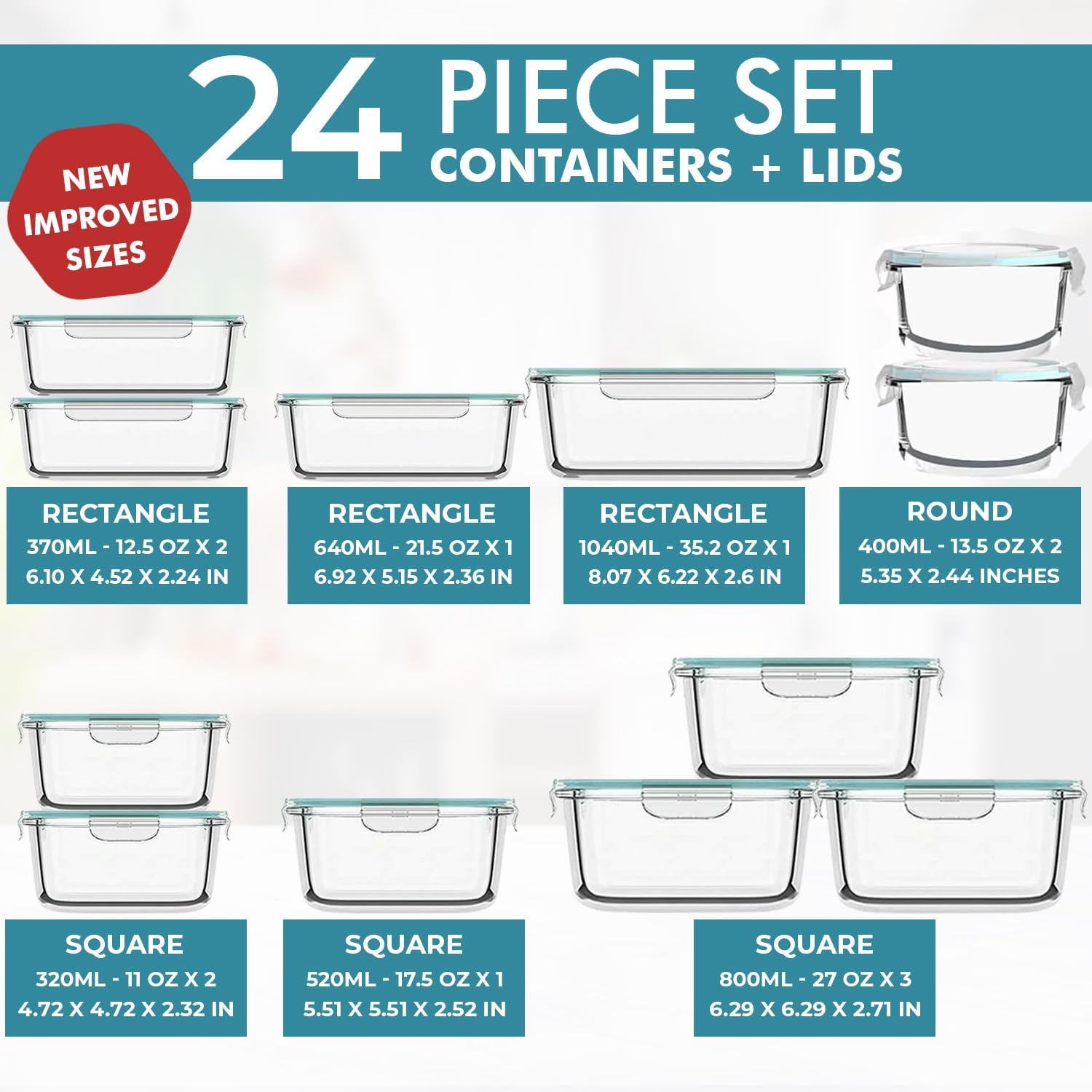 24 Pc Airtight Glass Food Stor - Storage Food Prep のレビューと価格