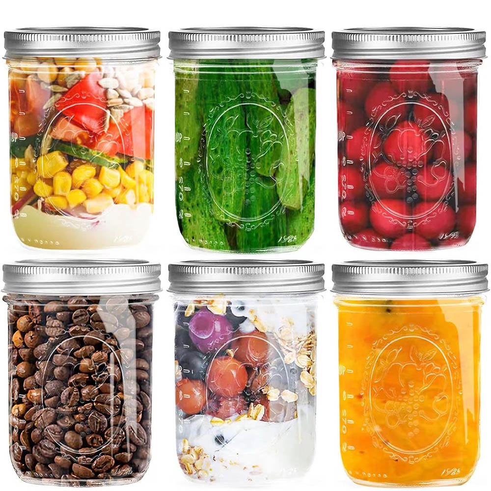 16oz Wide Mouth Mason Jars wit - Food Storage With Lids のレビューと価格