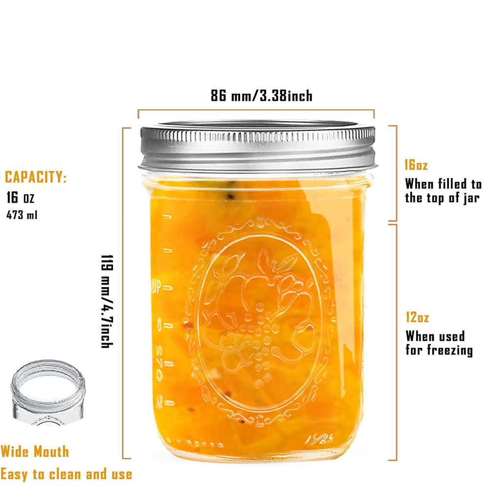 16oz Wide Mouth Mason Jars wit - Food Storage With Lids のレビューと価格