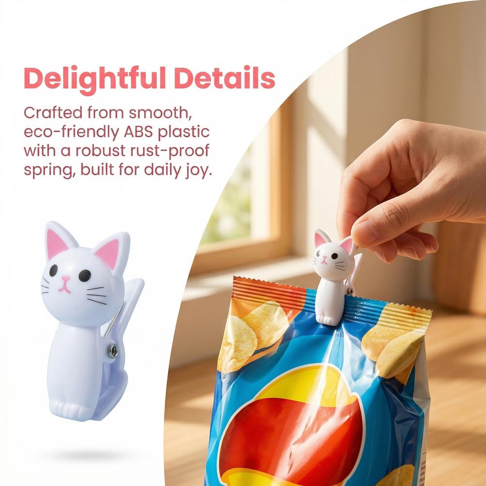 Cute Cat Shaped Bag Clips Reus - Food Storage Reusable Bags のレビューと価格