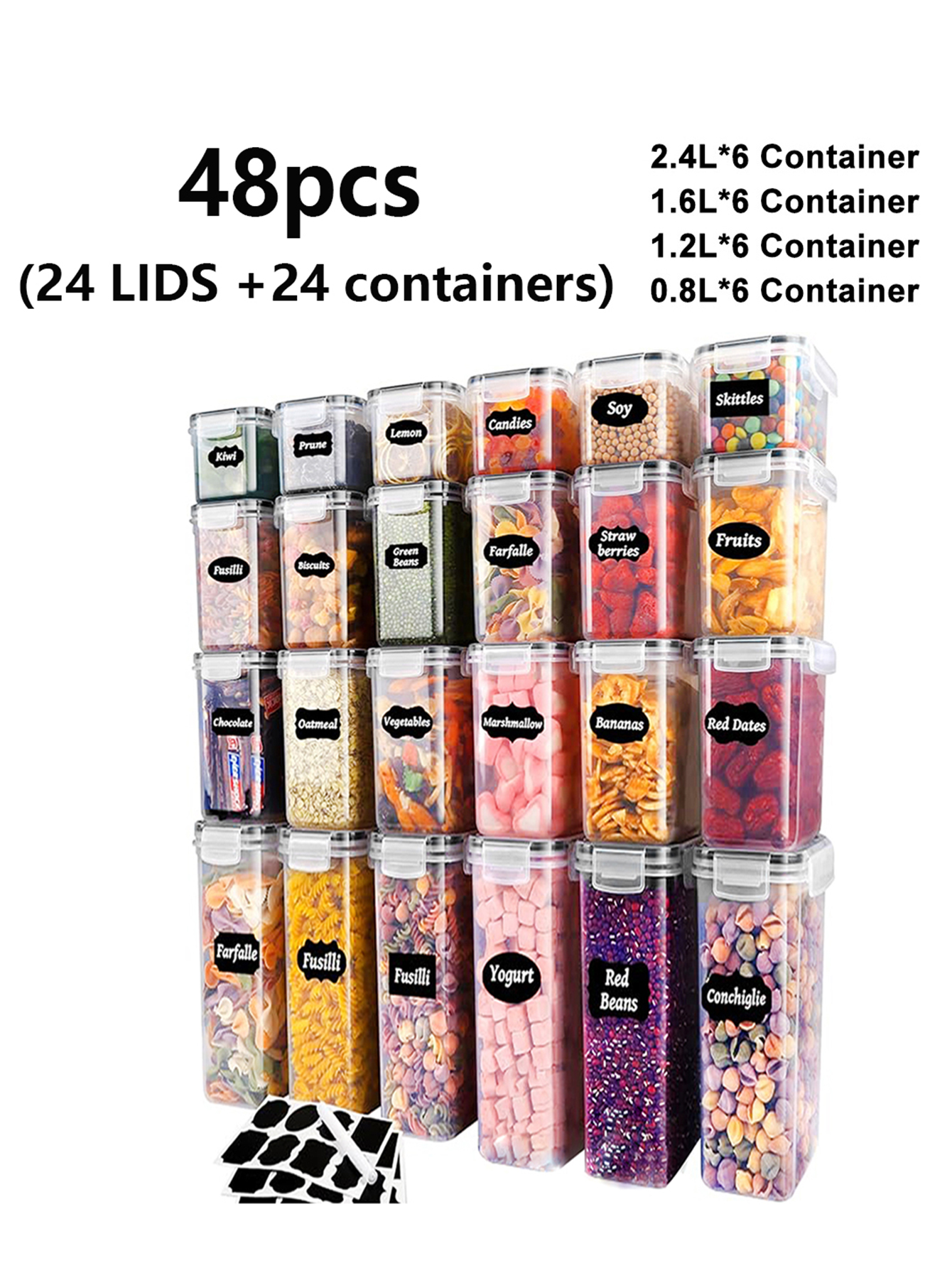 48pcs,Sealed food storage cont - Food Storage For Pantry のレビューと価格