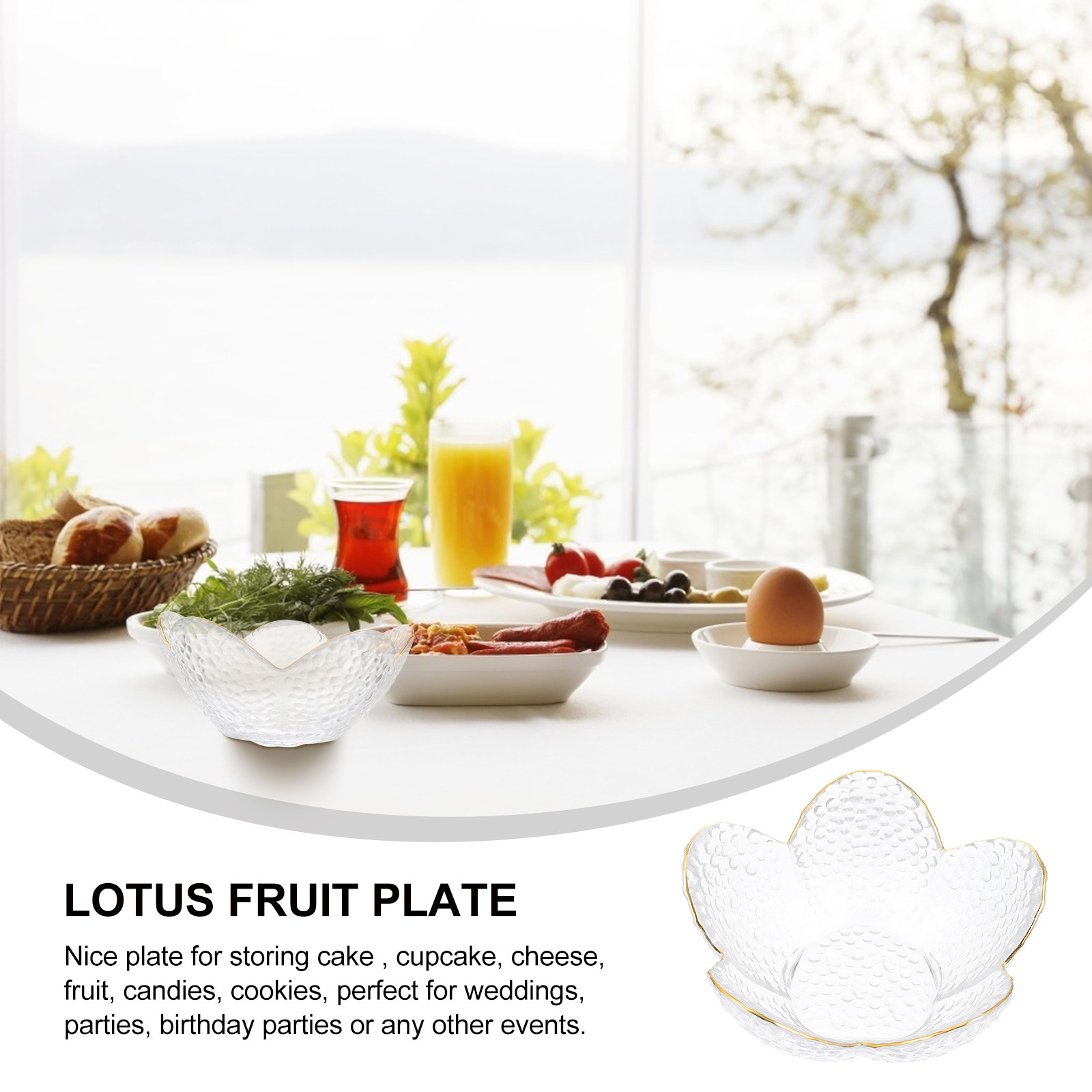 1Pcs Gold-Edged Lotus Glass Fr - Food Storage Home のレビューと価格
