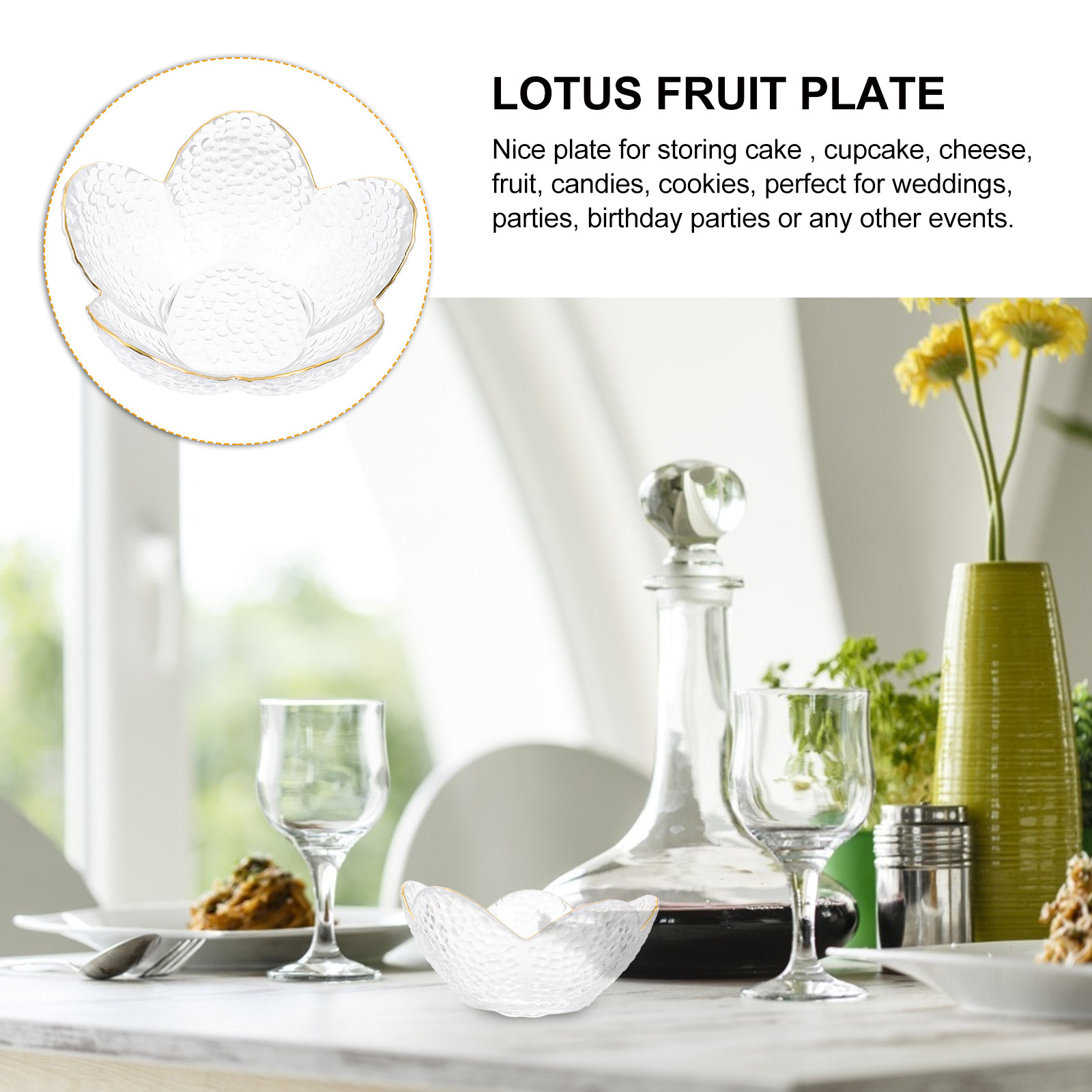1Pcs Gold-Edged Lotus Glass Fr - Food Storage Home のレビューと価格
