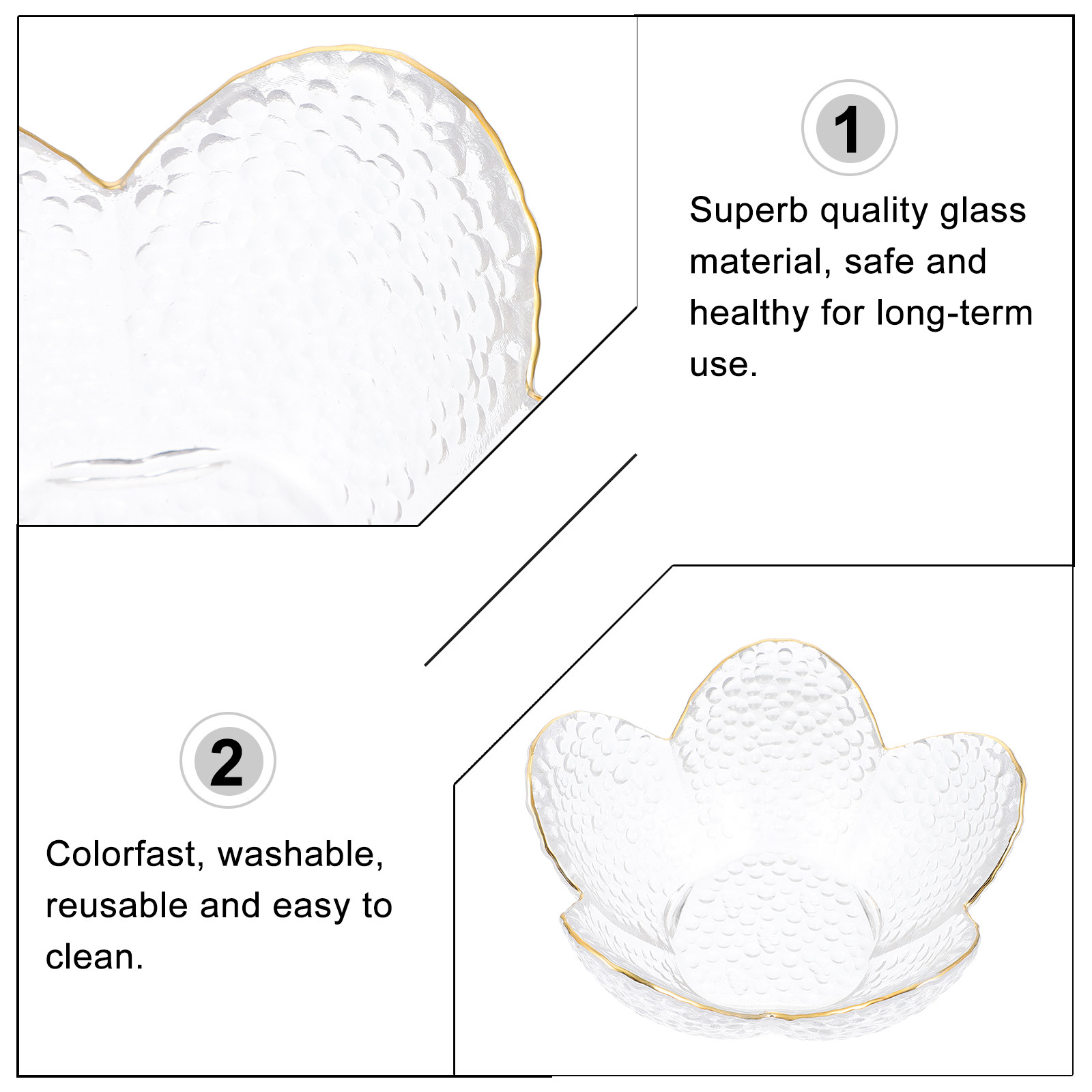 1Pcs Gold-Edged Lotus Glass Fr - Food Storage Home のレビューと価格